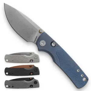 Vosteed Porcupine TiSlim Ultra Thin EDC Pocket Knife - 3.04" 154CM Blade - Top Liner Lock,Titanium/S90V Handle - EDC Knife Surviving Folding Knife