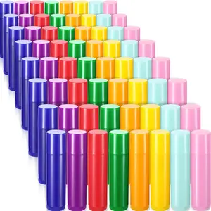 48 Pcs 5ml Empty Lip Balm Tubes Bulk Rotatable Lip Gloss Container Tubes Refillable Gloss Bottles Plastic Empty Balm Containers Lipstick DIY Cosmetic Holder, 8 Colors