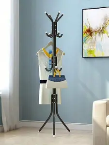 1pc Simple Clothes Rack - Freestanding Iron Rack - Modern Minimalist Style Coat Rack, With Thick Hooks, Suitable For Decoration, Holiday Decor, Room Decor, Home Decor, Bedroom Decor, Can Hold Dresses, Pants, Shoes, Jeans, Boots, Skirts