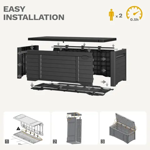 YITAHOME 100/120 Gallon Large Outdoor Storage Deck Box, Waterproof, Storage Bench with Lockable Lid for Patio, Pool Supplies, Garden Tools, Pillows, Easy Assembly