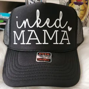 inked mama trucker hat [white letter writing]