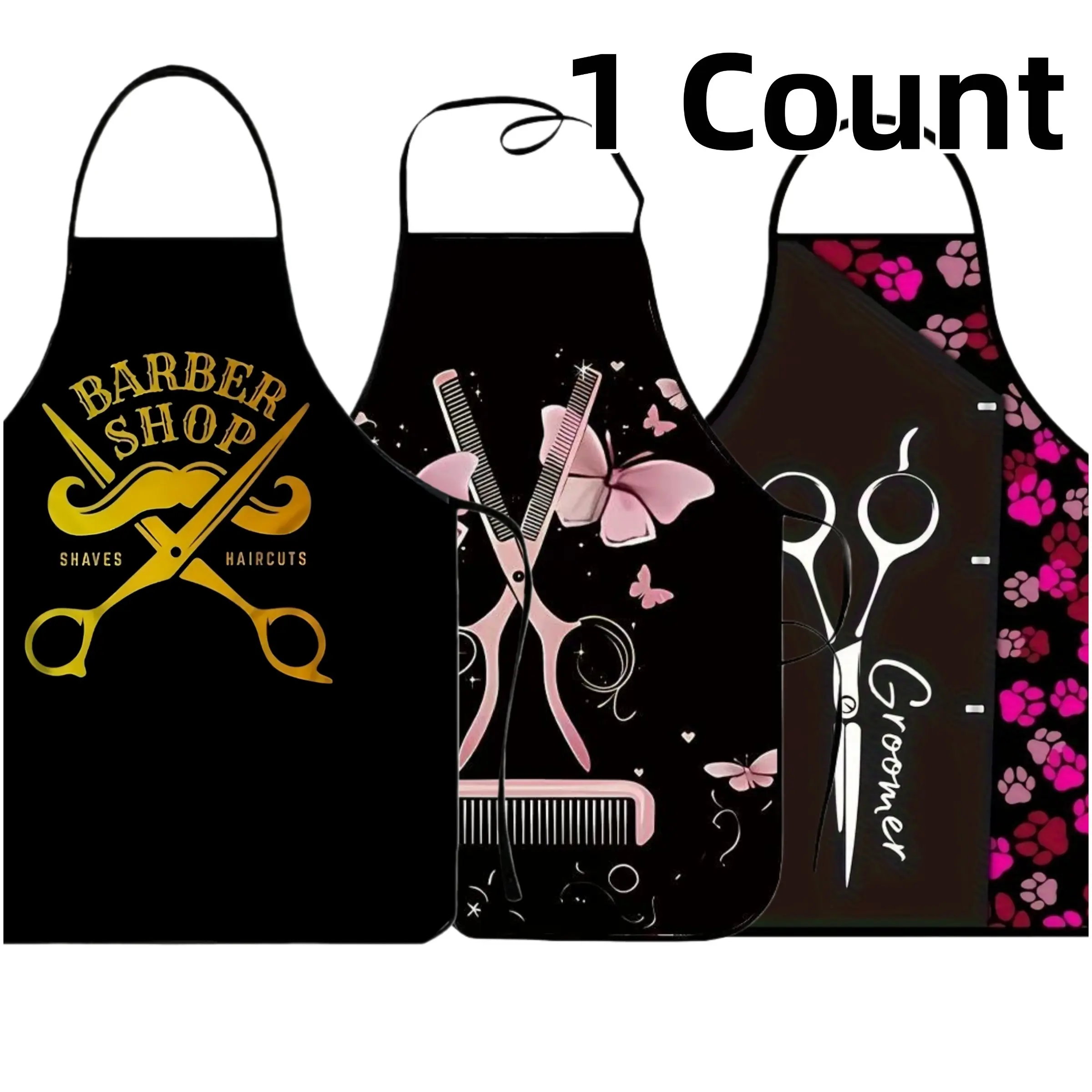 Groomer Pattern Polyester Apron, 1 Count Unisex Cooking Apron, Christmas Gift, Summer Apron for Women, Cool Apron, Barber Apron, Nails Design Tool, Kitchen Aprons, Kitchen Essential