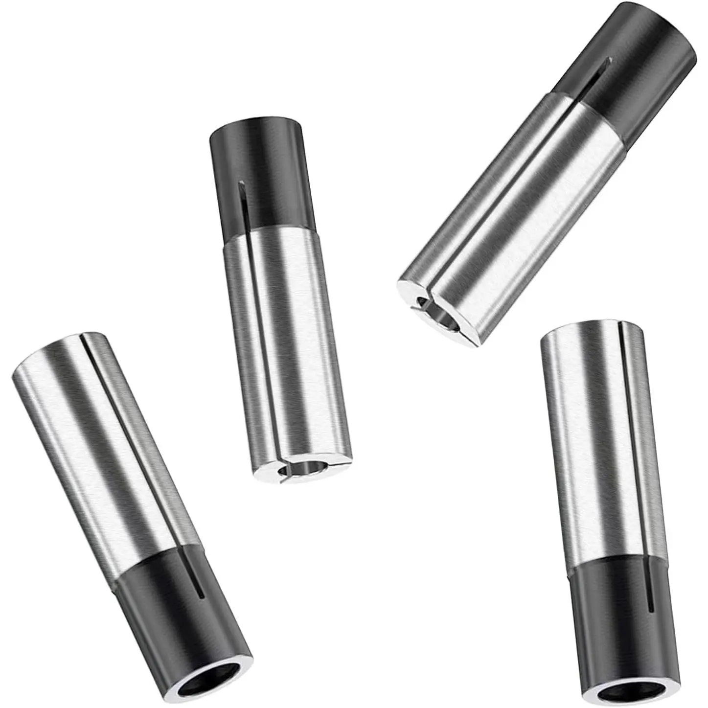 4-piece Set 1/ 4inch to 1/ 8inch Chuck Adapter CNC Chuck Adapter Set High Carbon Steel Chuck Reducer Engraving Drill Bit Milling Cutter Converter Suitable for Milling Machines and Engraving Machines