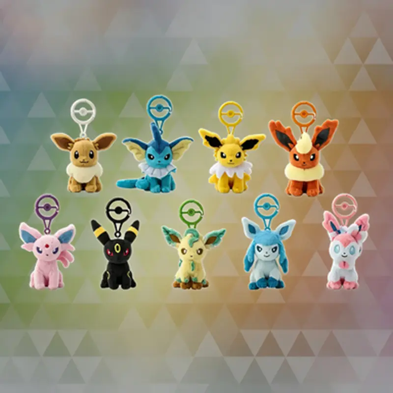 Official Pokemon Center Eeveelution Plush Keychain Full Set With Pokeball Carabiner Eevee Vaporeon Jolteon Flareon Espeon Umbreon Leafeon Glaceon Sylveon Mini Mascot Bag Charm Anime Collectible Gift