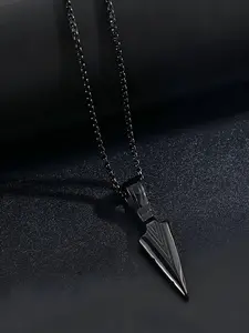 Punk Style Arrow Design Engraved Detail Pendant Necklace, Stainless Steel Necklaces, Stainless Steel Jewelry for Party, Daily Clothing Decor, Trendy All-match & Exquisite Chain Jewelry for Birthday Gift