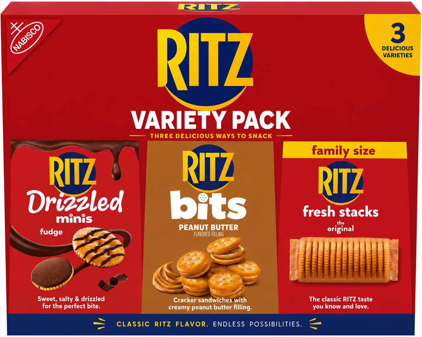 Crispy Cracker Variety Selection with Original Crackers, Peanut Butter Sandwich Crackers & Chocolate Drizzled Minis – Assorted Snack Collection