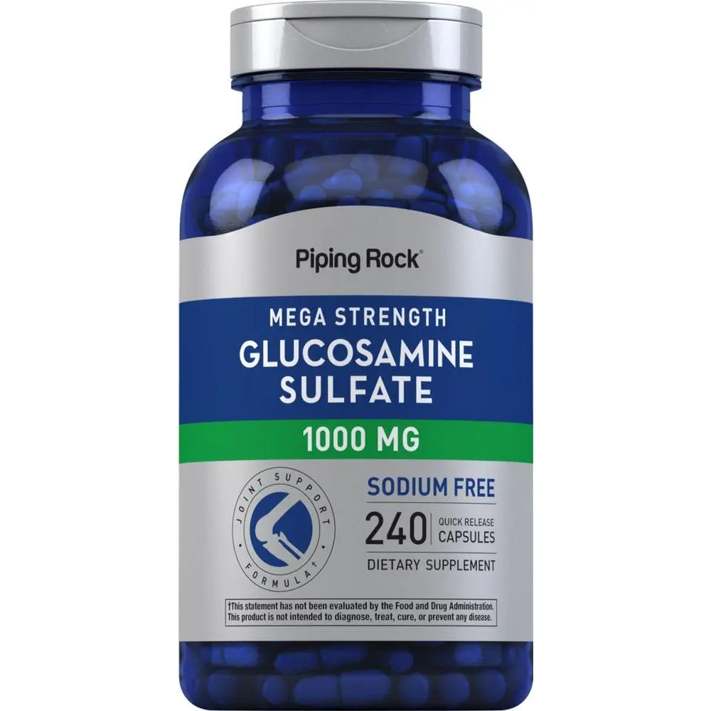 Piping Rock Glucosamine Sulfate 1000mg | 240 Capsules | Mega Strength | Joint Support | Sodium Free | Non-GMO & Gluten Free Supplement