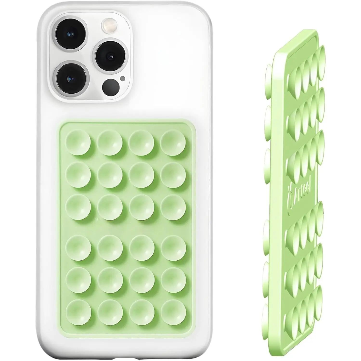 Silicon Universal Phone Mount with Stick - Double-Sided Suction, Enhanced Cup Power, Thick Grip, Durable Non-Slip, Press-Down Secure, Hands-Free Accessory for Content Creators (2.36"x3.66", Light Green)