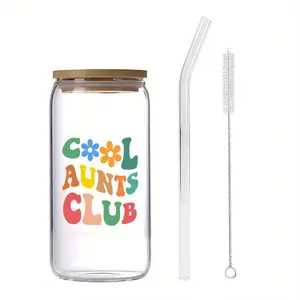 Gifts for Aunts From Nieces & Nephews, Cool Aunt Club Glass Cup, Birthday Gift, Mother's Day Present, Fun Christmas Gift, 16oz Clear Coffee Mug