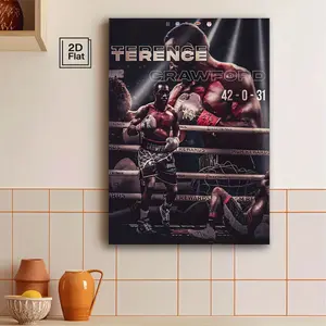 1 Piece Terence Crawford Boxing Art Print - Vintage Boxing Portrait, Frameless Waterproof Canvas, High-Definition Details - Boxing Gym Wall Decoration, Suitable for Cave, Living Room - Boxing Fan's Gift, 2D Flat, Perfect for Room Decoration