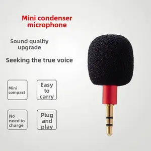 M04 Mini Portable Capacitor Microphone, Metal Small Mic Amplifier Sound Card, K-Song Outdoor Live Streaming Phone Sound Card Microphone