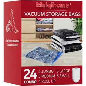Vacuum Seal Bags for Clothing Travel & Home Storage, Travel Vacuum Bags with Electric Pump, Compactly Store Blankets, Comforters, Pillows and Seasonal Clothes, 24 Pack
