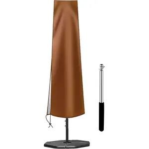 Umbrella Cover 420D Oxford Fabric Patio Umbrella Covers  with Zip, for 9ft to 12ft Garden Outdoor Umbrella (Brown)