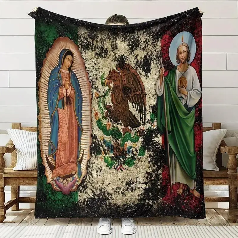 Our Lady Of Guadalupe Virgin Saint Throw Blanket, Ultra Soft Plush Flannel, Cozy Lightweight Portable, Bedroom Couch Decor, Perfect Catholic Religious Faith Gift for Men Women Teens, Throw Blankets
