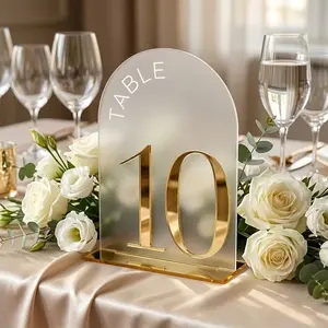 Acrylic Wedding Table Numbers 1-10 with Base, Elegant Numbers, Durable Thick Acrylic Plaque Sign, Perfect for Parties Birthdays Anniversaries Weddings