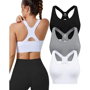 High Impact Sports Bras for Women 3/4/5 Pack, Adjustable Straps Padded Supportive Seamless Racerback Running BrasGift