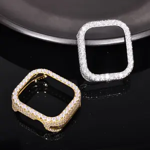 Hollow-Out VVS Moissanite Watch Bezel, Single Row, Copper Base Gold & Silver Plated Iced-Out Hip Hop Jewelry (2 Color Options)