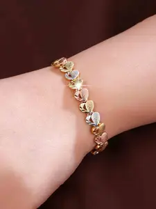Women's Fashion Hollow Out Three-Color Heart Design Bracelet, Simple Daily Commute Accessory, Versatile Hand Jewelry for Women, Heart Shaped Bracelet