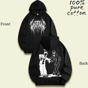 230g Heavyweight Washed Cotton Hoodie, Front & Back Print Oversized Retro Street Pullover