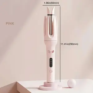 Auto-Rotating Electric Curling Iron, 28 mm, 4 adjustable temperature settings, LED display, negative ion anti-frizz hair styling tool, anti-scald, anti-tangle curling wand, easy lazy curling for home, salon, travel—women’s gift