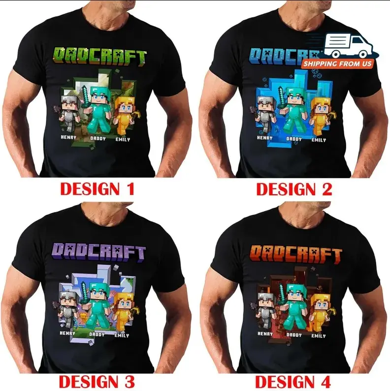 Personalized Dadcraft Tshirt, A Minecraft Movie Shirt, Happy Mother's Day 2025 Gift, Trending Game Unisex Tee, Game Kids Tee