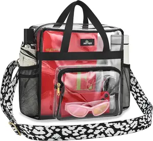 MAY TREE Clear Bag for Stadium Events 12×6×12 Clear Tote Lunch Bag with Reinforced Straps for Work, Sporting Events and Gym