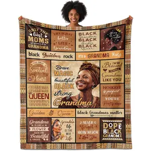 Inspirational Afro Encouragement Blanket (60"x50") - African American Grandma Gift, Mother's Day Gifts, Black Nana Holiday Item