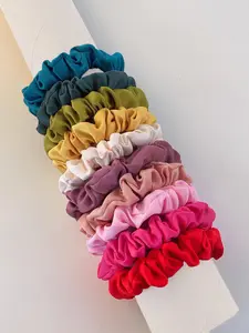 Summer 2024 Solid Color Ruched Satin Scrunchies, 10 Counts Simple Casual Hair Tie for Women, Minimalist Ponytail Holder for Daily Used, Ponytail Hairstyle