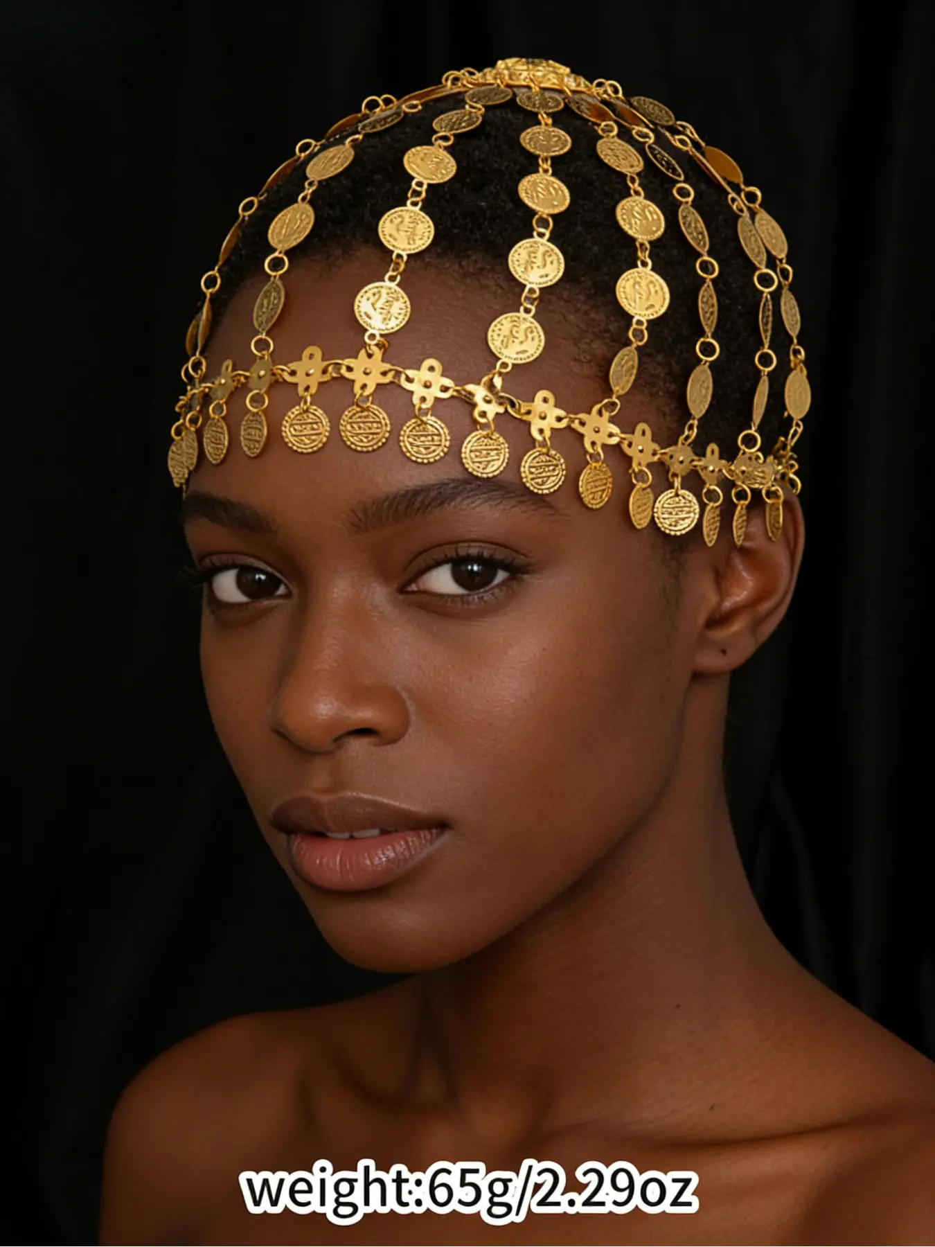 Vintage Coin Tassel Head Chain - Exotic Ethnic Style Multi-layer Court Gold Headdress, Statement Festival Hair Accessory