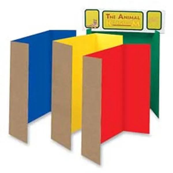 Tri-Fold Corrugated Display Board - 48in x 36in Single-Walled 24-ST Assorted Recyclable Board, 50% Post-Consumer 80% Recycled Material for Students' Office Projects, Science Fairs
