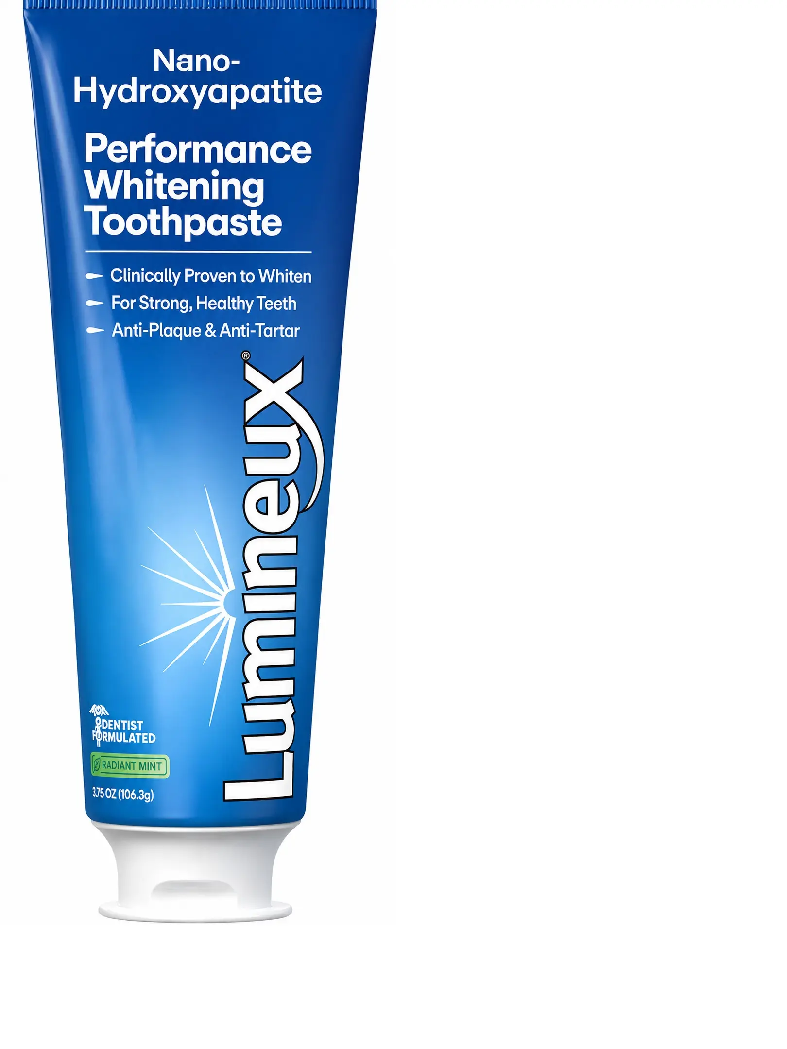 Lumineux 10% Nano Hydroxyapatite Whitening Toothpaste, 3.75 oz | Fluoride free gentle formula, clinically supported NASA-developed nHA that remineralizes for strong enamel & bright teeth