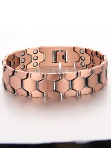 Men's pure copper bracelet, made of high-quality copper material, with a powerful 3800 gauss magnet inside. It is suitable for magnetic therapy and fatigue relief. It is the perfect gift for friends, husbands, elders!