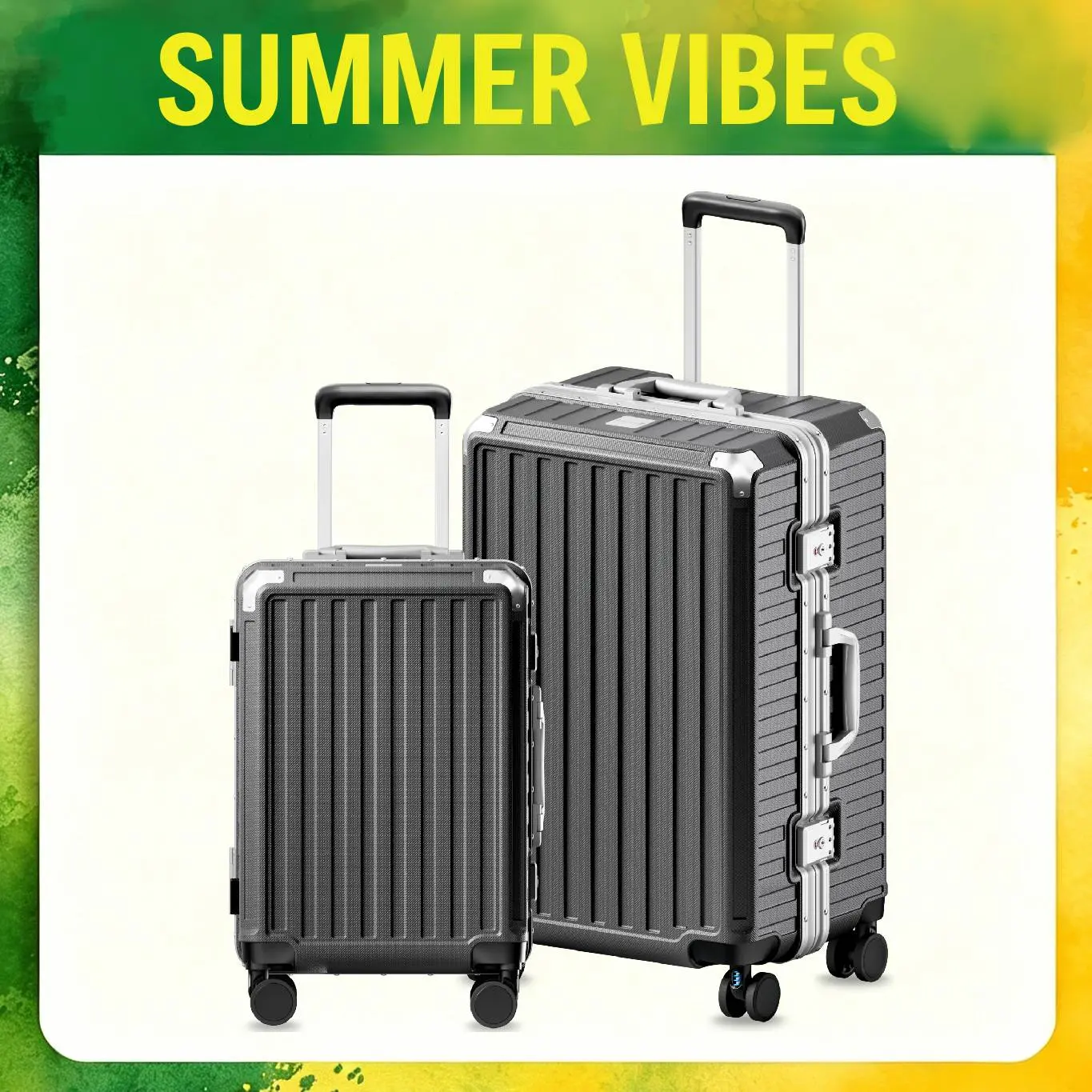 LUGGEX 2 Piece Luggage Set(20/28) with Spinner Wheels, 8010S Aluminum Frame Zipperless Polycarbonate Hard Shell Suitcase Sets summervibes ZX-Core tiktokshopbacktoschool