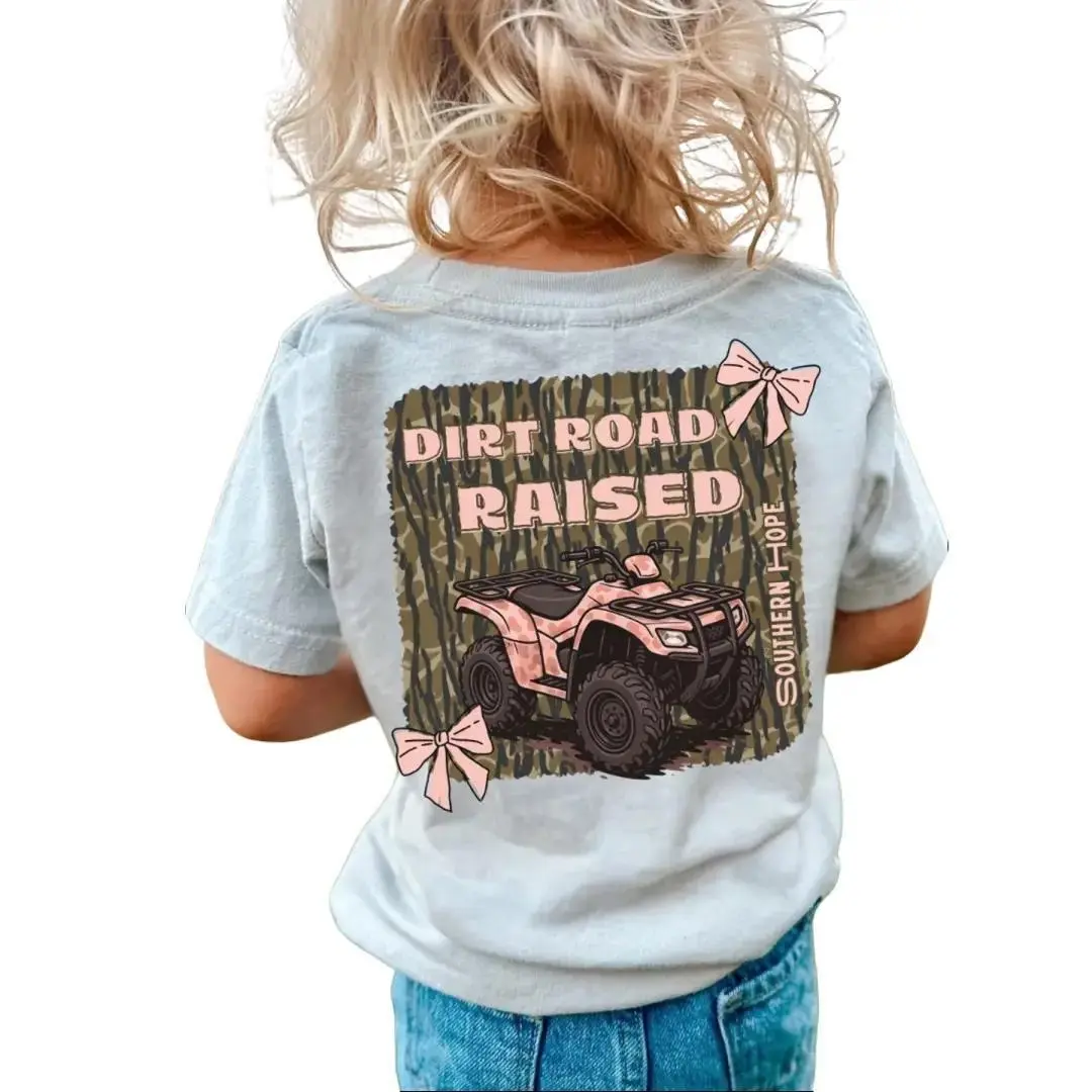Girls Dirt Road Raised Short Sleeve T-Shirt Western Youth & Adult Fashion Clothes, 100% Cotton US Girl Trip Apparel