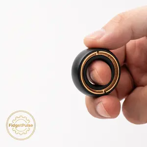FidgetPulse Magnetic Click EDC Fidget Ring – Black Gold CNC Metal Spinner Toy, Modular Stress Relief Focus Gadget for Anxiety, Desk & Pocket Everyday Carry