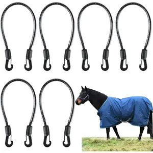 6 Pcs 20 Inch Horse Blanket Leg Straps Replacement with Double Ended Clips, Horse Rug Tail Strap, Winter Horses Supplies (Medium)
