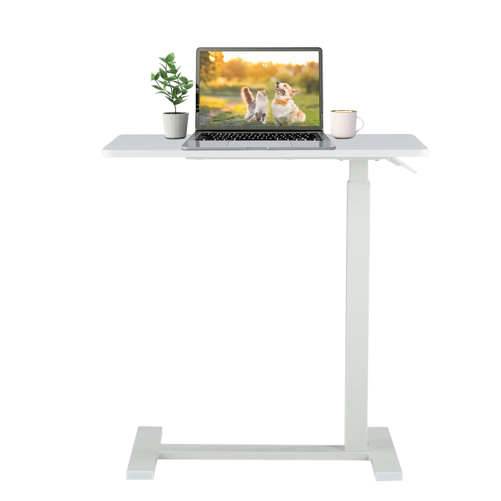 Overbed Bedside Table with Wheels, Adjustable Hospital & Home Use Bed Table, Rolling Laptop Table, Mobile Standing Desk