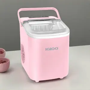 IGLOO® 26-Pound Automatic Self-Cleaning Portable Countertop Ice Maker Machine with Handle Pink Compact 24-Hour Ice Capacity LED Control Panel & Quick-Freezing Ice