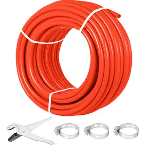 【fathersdaygift】VEVOR Oxygen Barrier 1/2 Inch 300 Feet Tube Coil EVOH PEX-B Pipe for Residential Commercial Radiant Floor HeatingRed