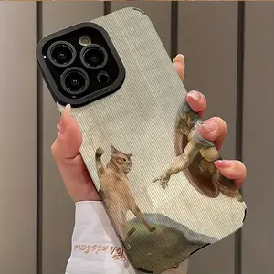 Funny Cat Oil Painting Design Shockproof Ultra-Thin Phone Case Cover for iPhone 17/16/15/14/13/12/11/plus/pro Max, Dust-Proof and Beautiful Gift