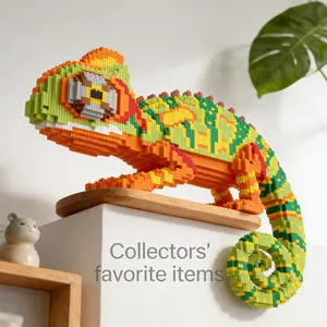 Forest Lizard King 3D Animal Shape Puzzle Building Block Ornament, Home Office Bookshelf Decor, Party Decoration, Ideal Gift for Holidays