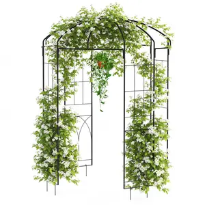 Heavy Duty 9FT Black Birdcage Garden Arbor Arch - Steel Pergola Trellis, Weather-Resistant Pavilion for Climbing Plants, Outdoor Decorative Gazebo, Patio, Lawn, Backyard