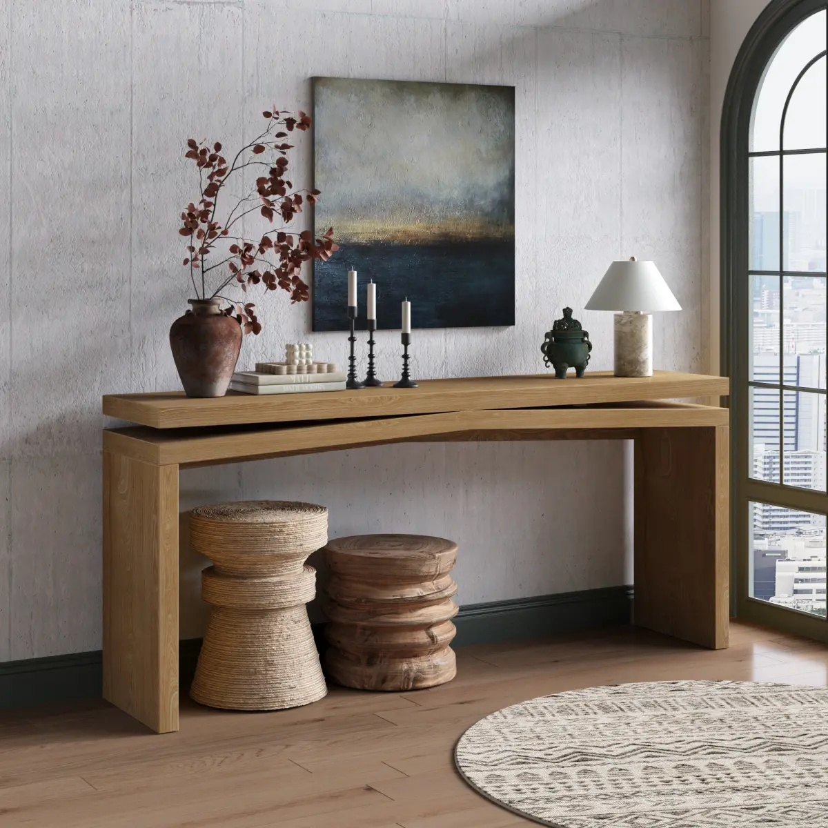 65-Inches - Antique Brown  + Solid Wood + MDF + Fa