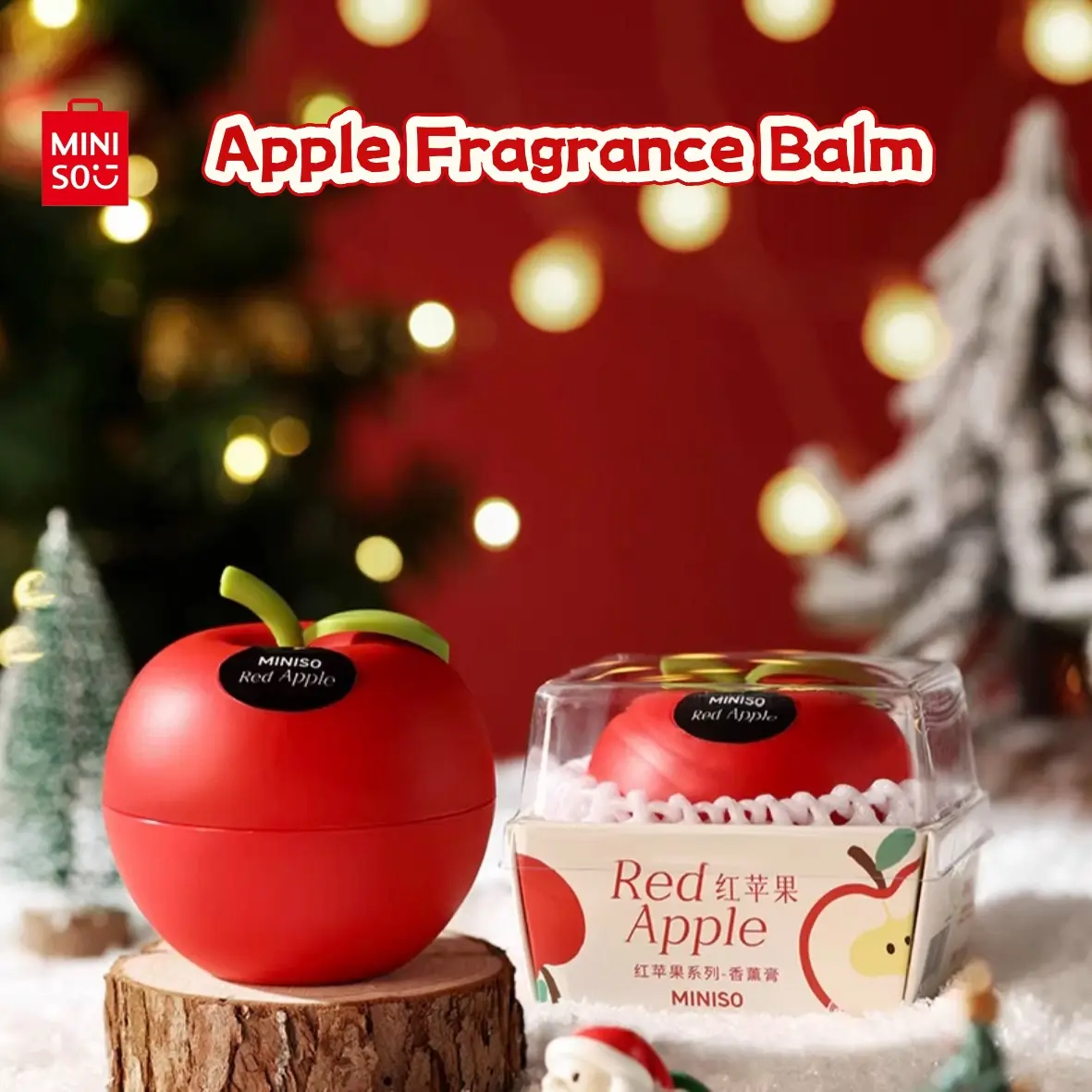 MINISO Red Apple Series Aromatherapy Balm Long-Lasting Fragrance Home Bedroom New Year Gift,Natural Fragrance,Odor Eliminator,Apple-Shaped/Apple-Like Shape,Perfect Gift for Mom,Back-to-School Gifts