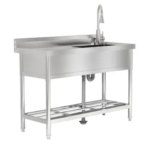 【GARVEE】Stainless Steel Utility Sink with Hot & Cold Water Faucet, Free Standing Single Bowl, Available in 47"W x 20"D x 37"H and 24"W x 20"D x 42"H, Ideal for Kitchen, Laundry, Restaurant, Garage, and Garden Use