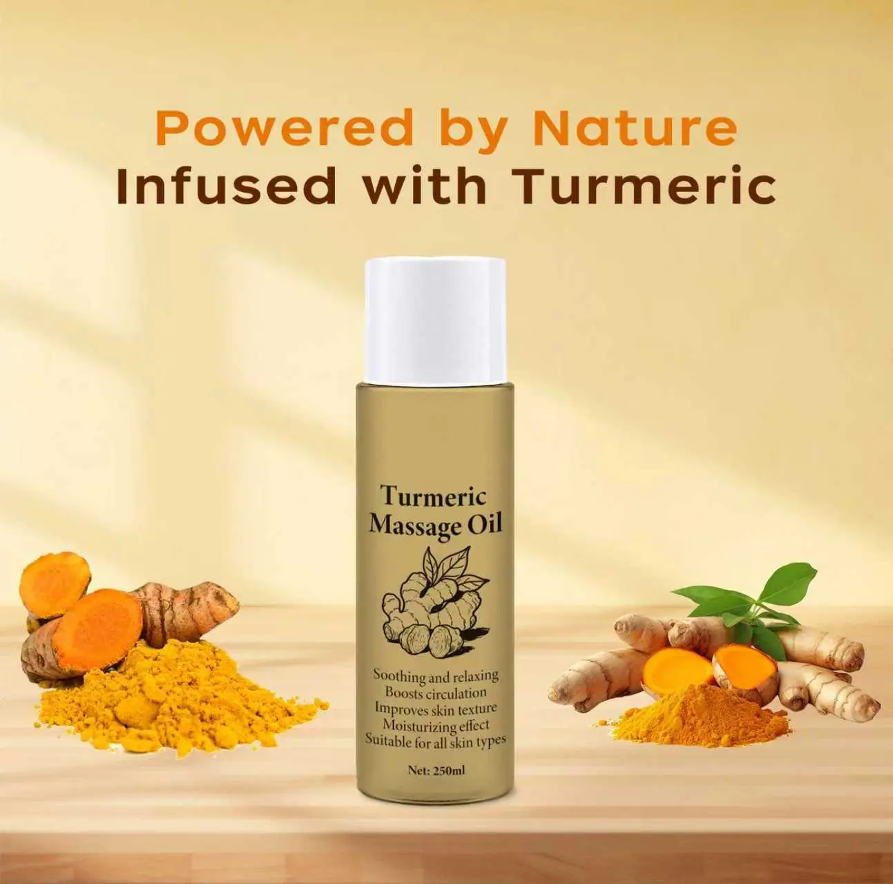 Calming Turmeric Massage Oil with Ginger & Coconut - Soothing Body Oil for Daily Muscle Relaxation and Stress Relief with a Natural Aroma, Gentle, Body Care, Cosmetic