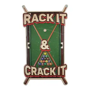 American Art Decor Rack It Crack It Pool Table Sticks Embossed Metal Sign - Perfect Room Decor for Bar, Man Cave, Garage, Game Room & More - Great Gift Idea for Pool Lovers!