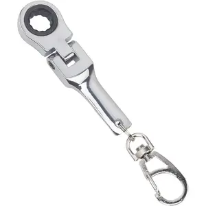 Car repair tools Ratchet Wrench Keychain,10mm Portable Ratchet Wrench Key Ring 4.92 * 0.98" 180degree Telescoping Head Mini Hardware Tool Silver																	