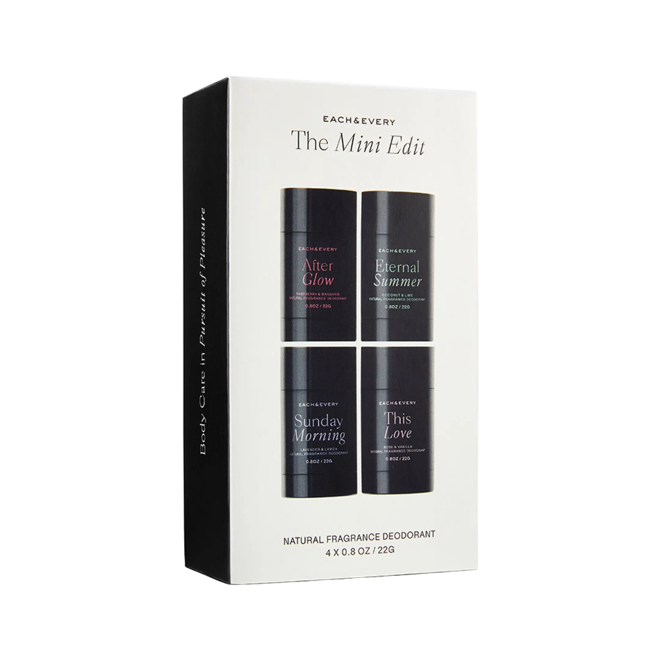 Each & Every The Mini Edit (4 Pack, 0.8oz - Coconut & Lime, Lavender & Lemon, Rose & Vanilla, Raspberry & Mandarin)