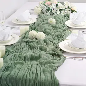 1Pc Fall Table Runner Cheesecloth Table Runner Boho Gauze Table Runners Rustic Sheer Fabric Cheese Cloth Table Runners for Wedding Party Bridal Shower